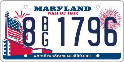 MD license plate 8BG1796