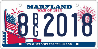 MD license plate 8BG2018