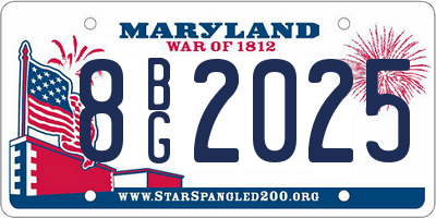 MD license plate 8BG2025