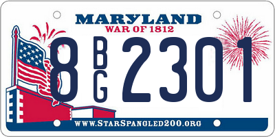 MD license plate 8BG2301