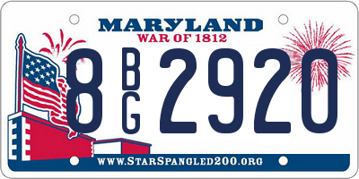 MD license plate 8BG2920