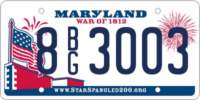 MD license plate 8BG3003