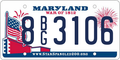 MD license plate 8BG3106