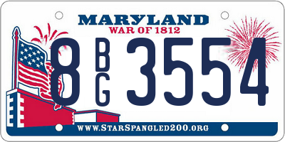 MD license plate 8BG3554