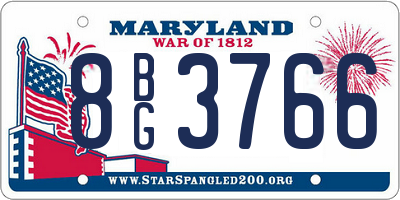 MD license plate 8BG3766