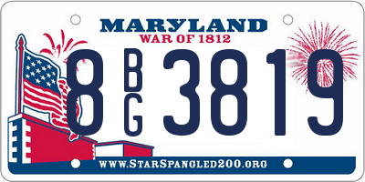 MD license plate 8BG3819