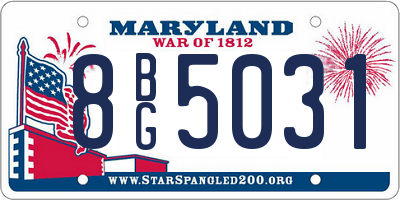 MD license plate 8BG5031