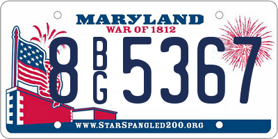 MD license plate 8BG5367