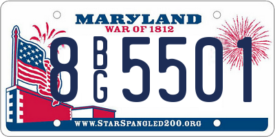 MD license plate 8BG5501