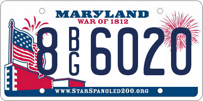 MD license plate 8BG6020