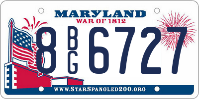 MD license plate 8BG6727