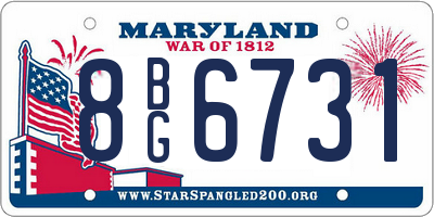 MD license plate 8BG6731