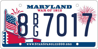 MD license plate 8BG7017