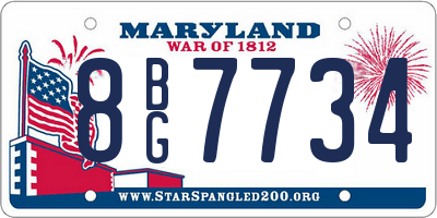 MD license plate 8BG7734