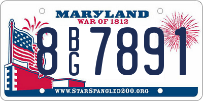 MD license plate 8BG7891