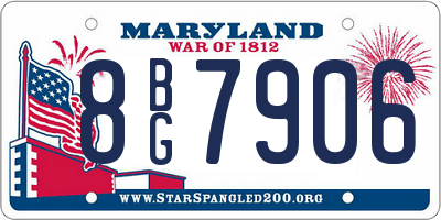 MD license plate 8BG7906