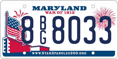 MD license plate 8BG8033