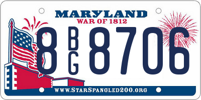 MD license plate 8BG8706