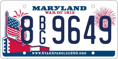 MD license plate 8BG9649