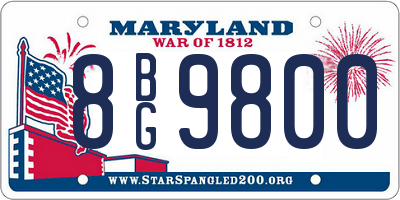 MD license plate 8BG9800