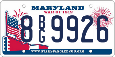 MD license plate 8BG9926