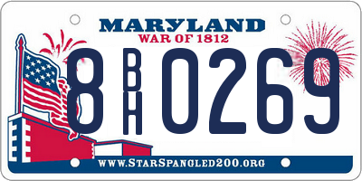MD license plate 8BH0269