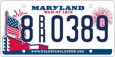 MD license plate 8BH0389