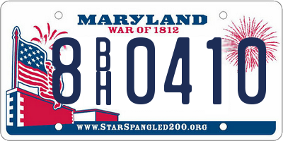 MD license plate 8BH0410