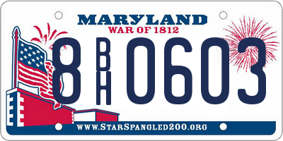 MD license plate 8BH0603