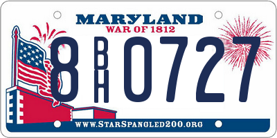 MD license plate 8BH0727