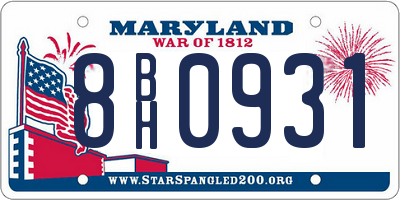 MD license plate 8BH0931