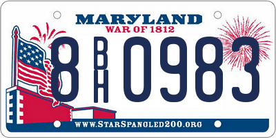 MD license plate 8BH0983