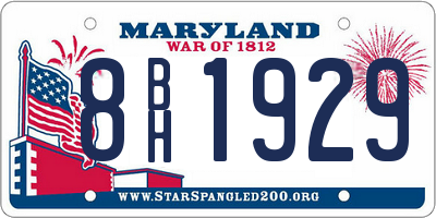 MD license plate 8BH1929
