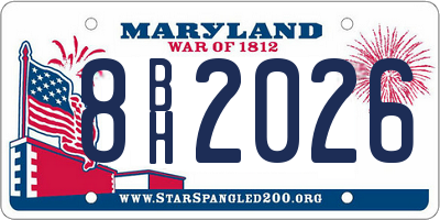 MD license plate 8BH2026