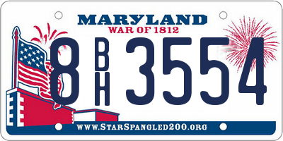 MD license plate 8BH3554