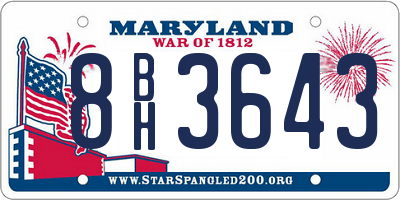 MD license plate 8BH3643