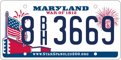 MD license plate 8BH3669
