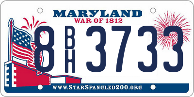 MD license plate 8BH3733