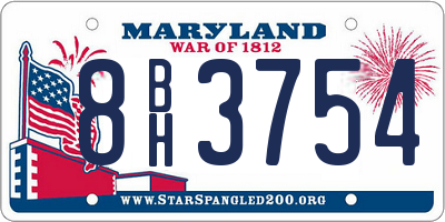 MD license plate 8BH3754
