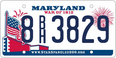 MD license plate 8BH3829