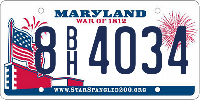 MD license plate 8BH4034