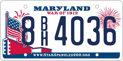 MD license plate 8BH4036