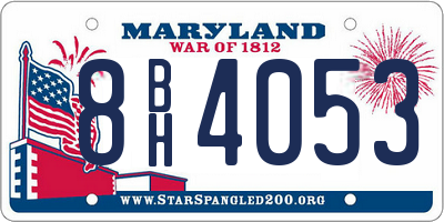 MD license plate 8BH4053