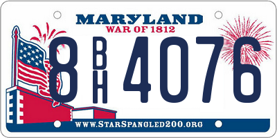MD license plate 8BH4076