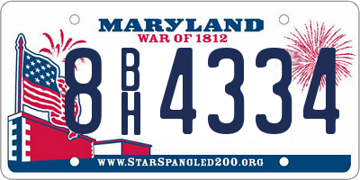 MD license plate 8BH4334