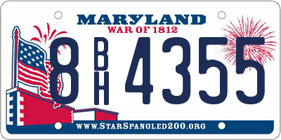 MD license plate 8BH4355