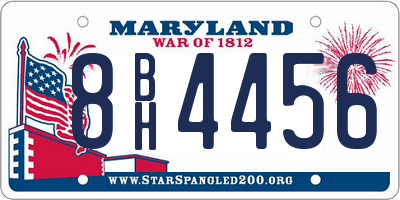 MD license plate 8BH4456