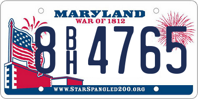 MD license plate 8BH4765
