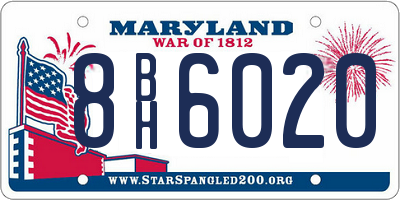 MD license plate 8BH6020