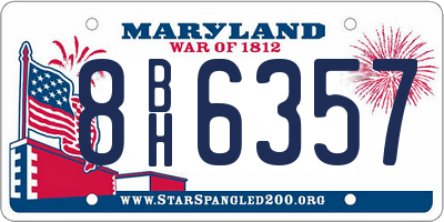 MD license plate 8BH6357